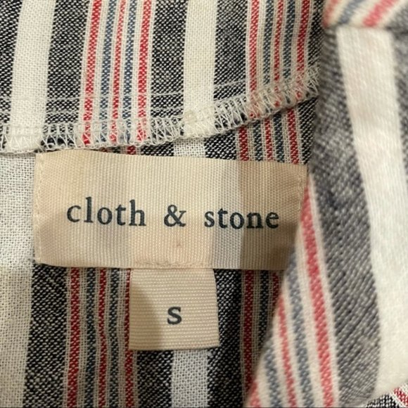 Anthro Cloth & Stone Striped Fringe Hem Crop Top Small - Picture 4 of 4